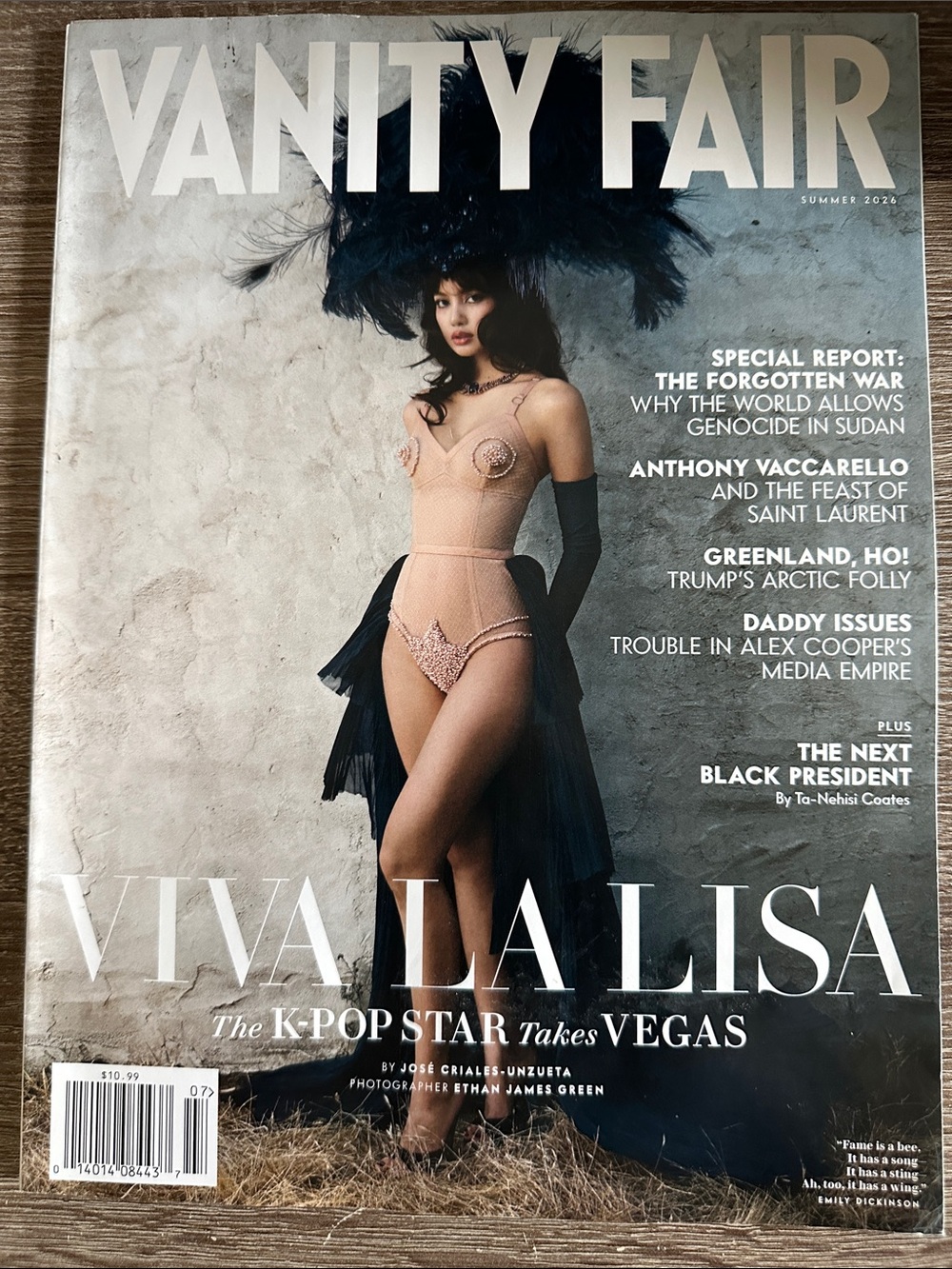 Vanity Fair Cover — Black Feather Headpiece with Nude Bodysuit - Picture 3 of 3